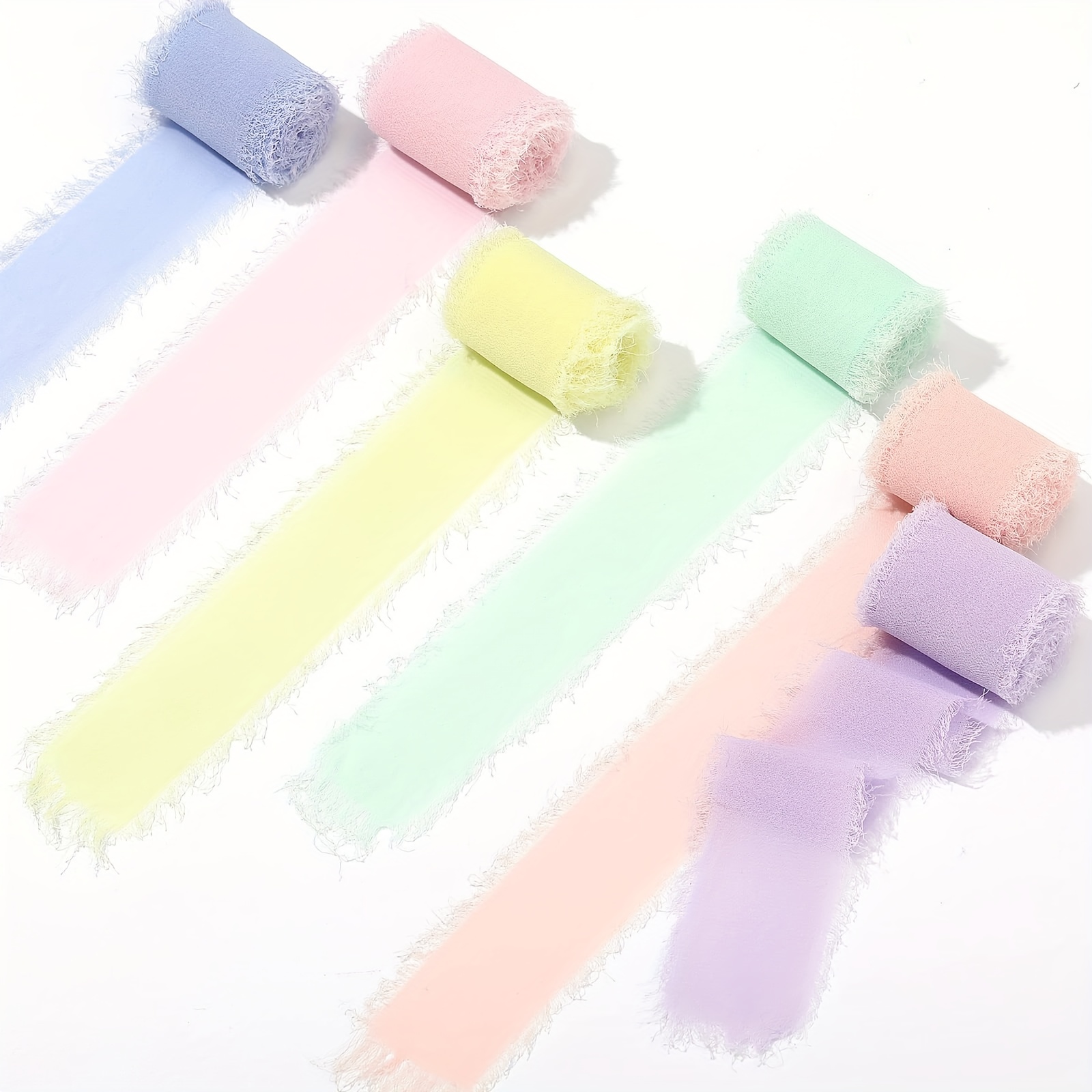 6pcs- Rolls Of Handmade Ribbons, 1.5-inch X 3-yard Gauze Ribbons, Wedding Invitation Ribbons, Bouquet, Gift Wrapping, Handmade (set)