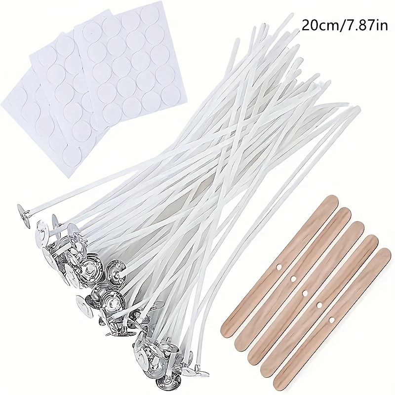 Image of 165pcscomplete Candle Making Kit, 100pcs Low Smoke Pre-waxed Candle Wicks, 5.9 Inch, With 5 Candle Centering Devices & 60 Adhesive Dots, For Diy Adult Craft, Soy & Beeswax