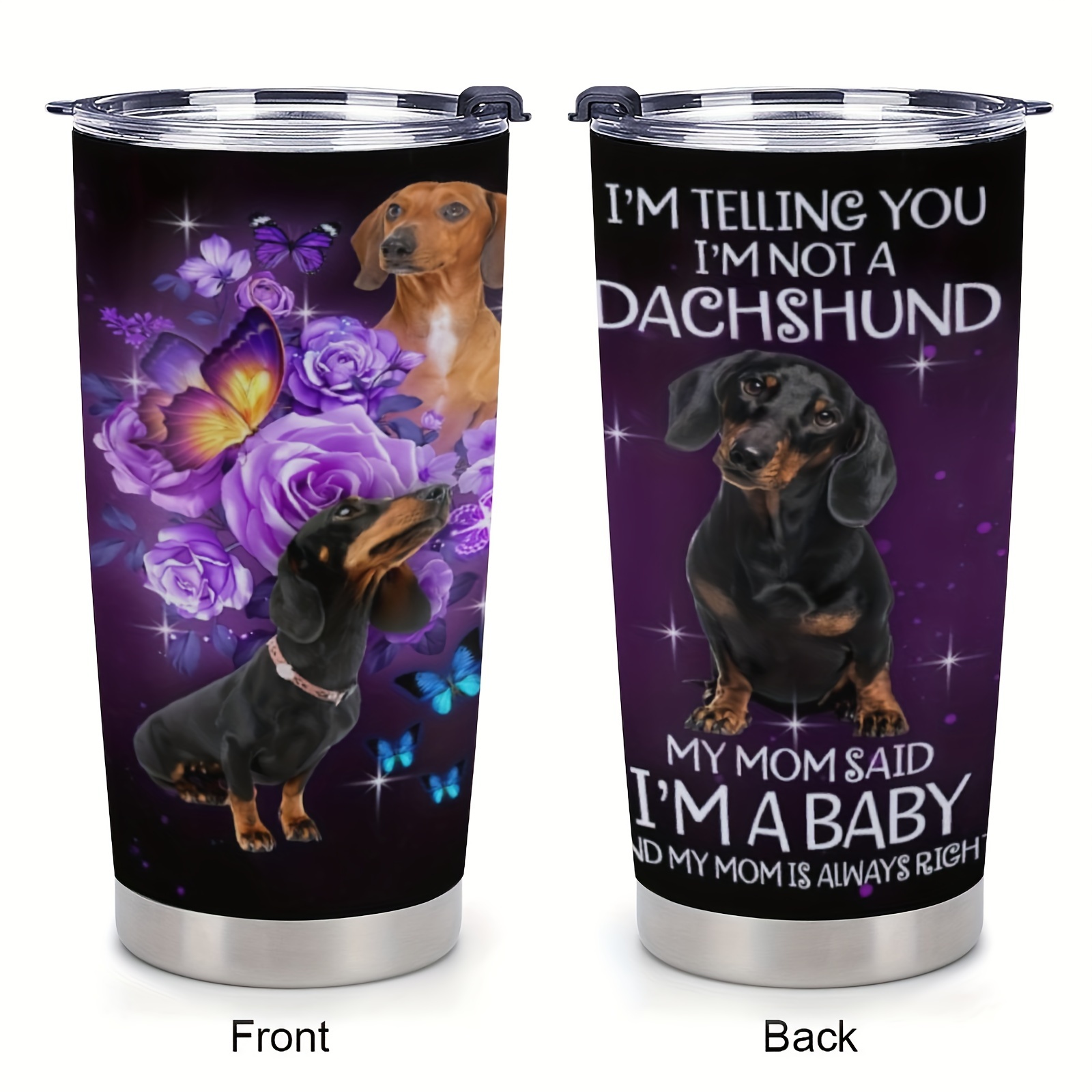 

1pc 20oz Dachshund Gifts, Daschund Gifts, Gifts For Dog Owners, Dog Mom Birthday Gifts, Baby Dachshund Tumbler Cup, Insulated Travel Coffee Mug With Lid