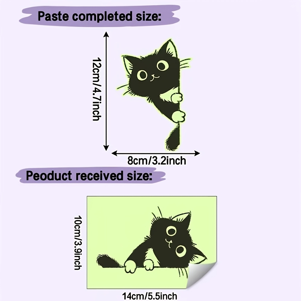 1pc -in-the-dark Little Black Cat Wall Sticker, Used To Decorate , Bedrooms, Kitchens, Living Rooms, And Shops. Made Of Pvc, Self-adhesive, 2d Flat