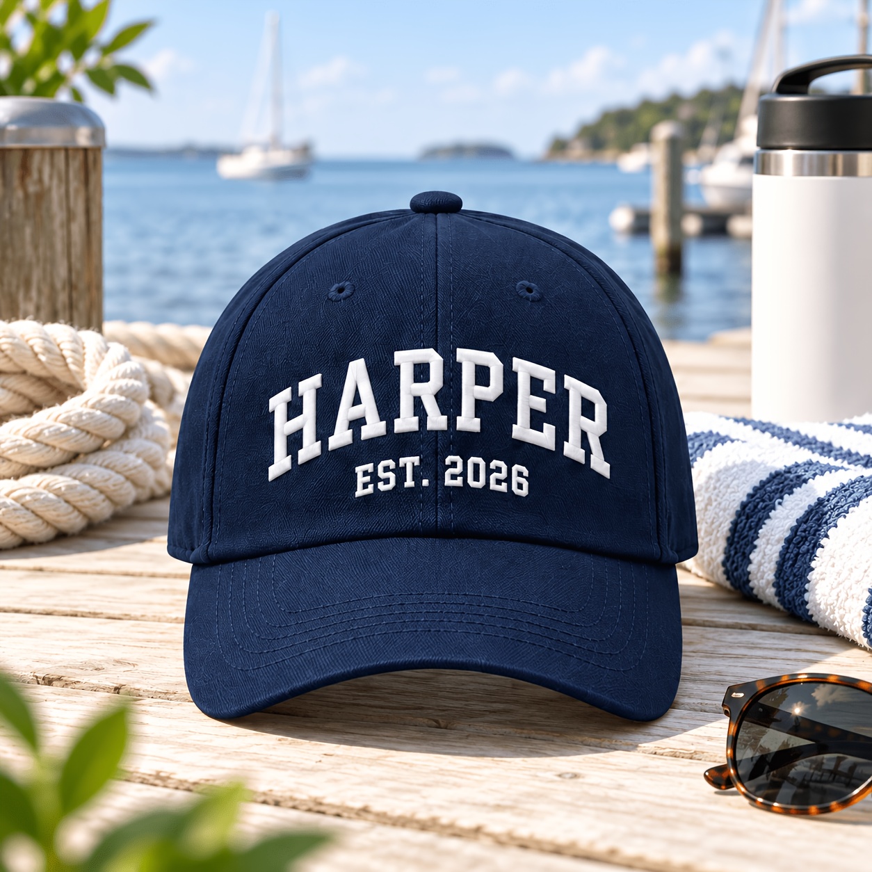TEMU 1pc Custom Name Preppy Embroidered Baseball Cap, Personalized English Name And Year Dad Hat, 8 Colors Unisex Casual Sports Outdoor Street Travel