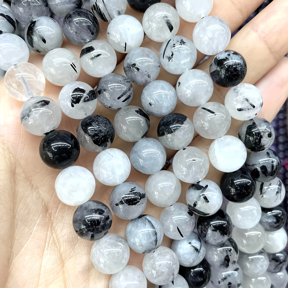 TEMU 5a Grade Natural Black Round Stone Beads, Very Suitable For Making Jewelry And Crafts, Used For Making Bracelets, Necklaces, And Earrings. Are