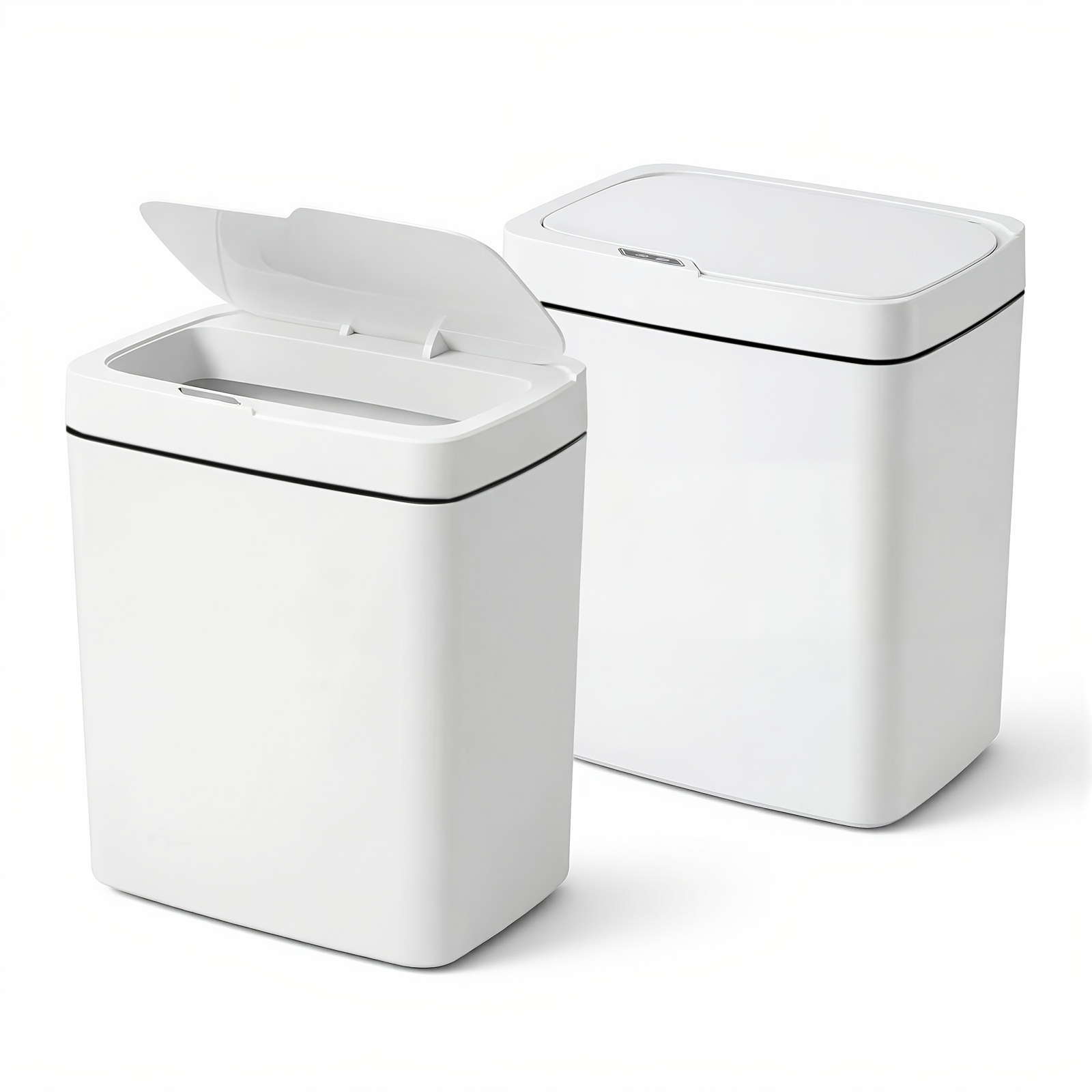 2pcs Sensor Smart Trash Can, 15l Motion Sensor Wastebasket With Lidded Touchless Design, Narrow Plastic Smart Lidded Trash Can For Home, Kitchen, Office, Bathroom, Battery Not Included