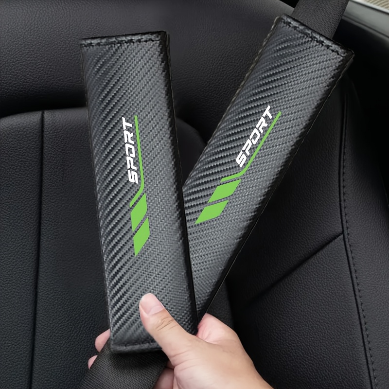 TEMU 2pcs Of Carbon Fiber Car Seat Belt Shoulder Pads, Enhance Driving , Universal Fit, Ideal Gift