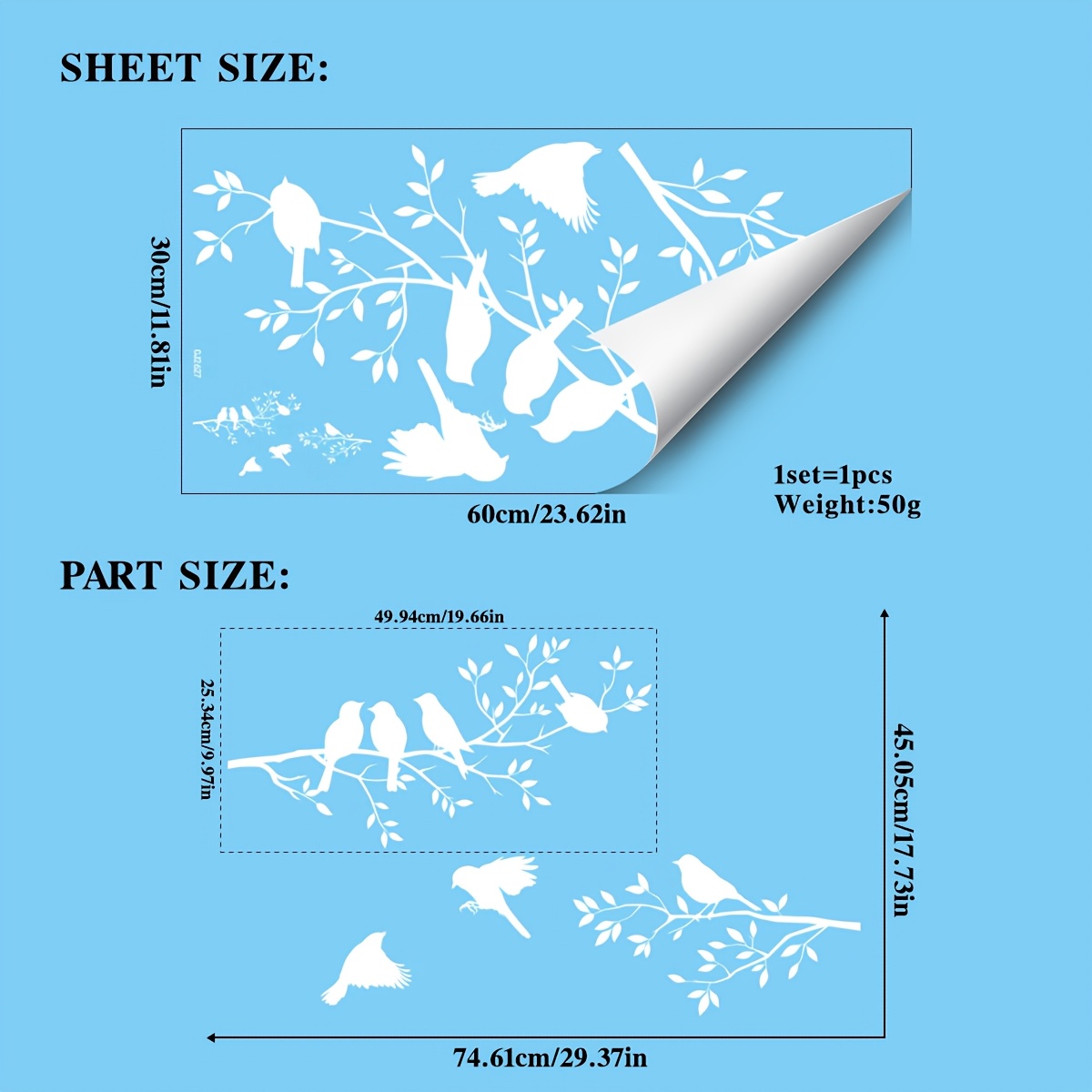 Image of 1pc White Branch Window Sticker, Removable Static Cling, No Glue Easy To Apply , Suitable For Shop Windows, Cafes, Bedrooms And Offices And Room Anti-collision
