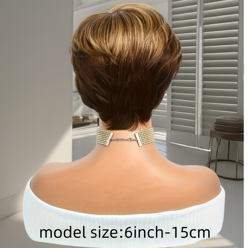 TEMU Short Straight Human Hair Wigs For Women, Featuring A Full Machine-made Cut