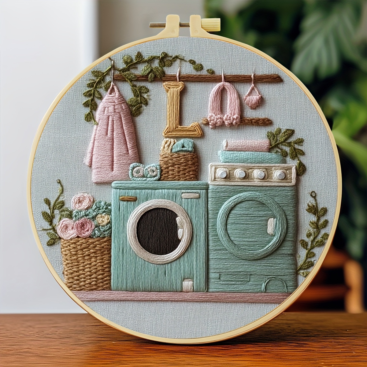 TEMU Borduurset, 20 x 20 cm/7,9 x 7,9 inch, wasmachinepatroon, doe-het-zelf borduurset, geschikt voor volwassen beginners, bevat geborduurd stof,