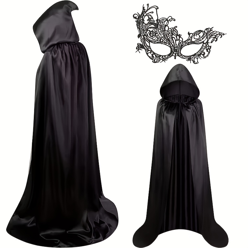 TEMU 2pcs Cape And Mask Set, Carnival Costume Festive Cape Cloak, Halloween Attire Halloween Cape Cloak