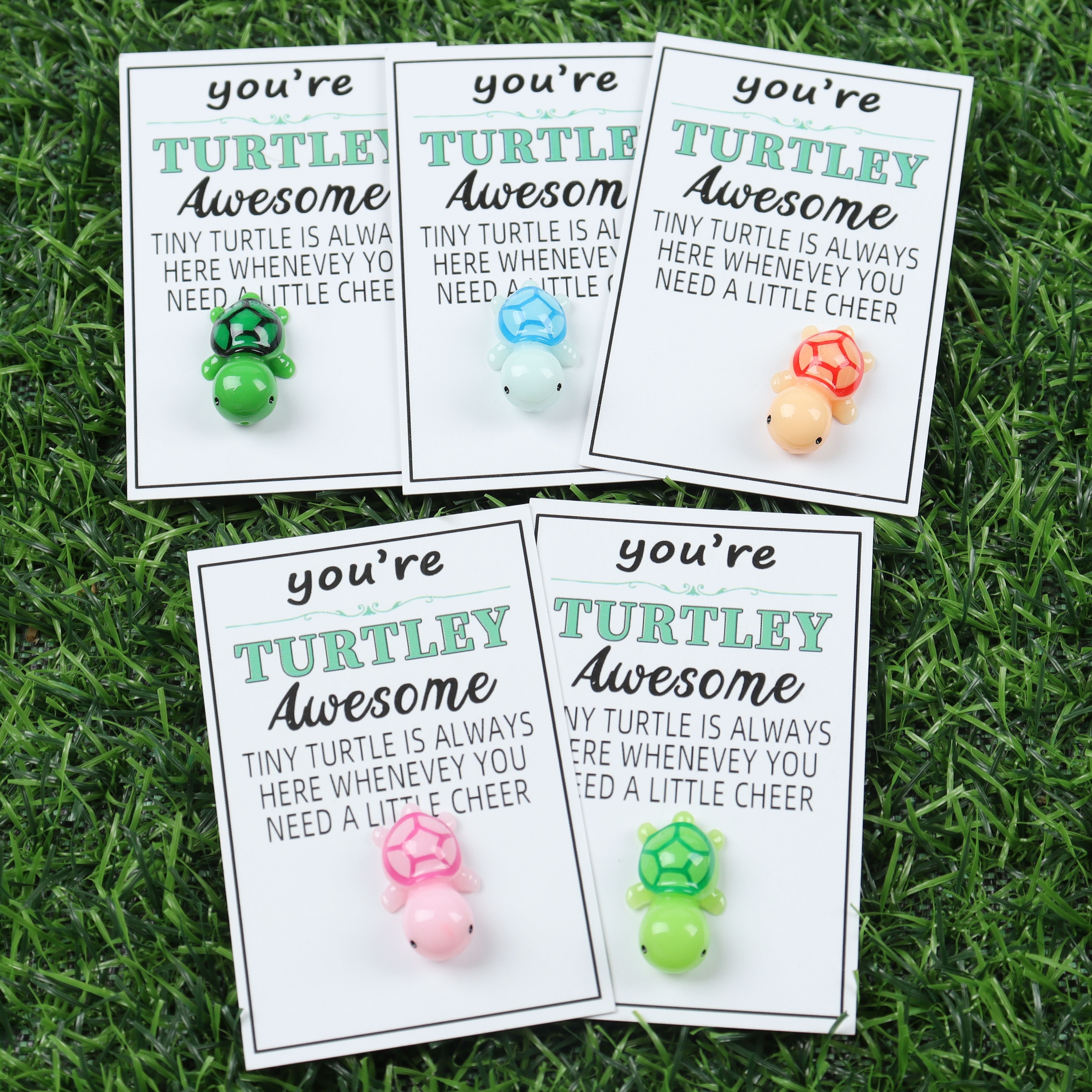 

5-pack Mini Turtle Hug Cards, "you're " Message, Paper Material, No Feathers, Ideal For Valentine's, Graduation, Back To School, And Holiday Gifts