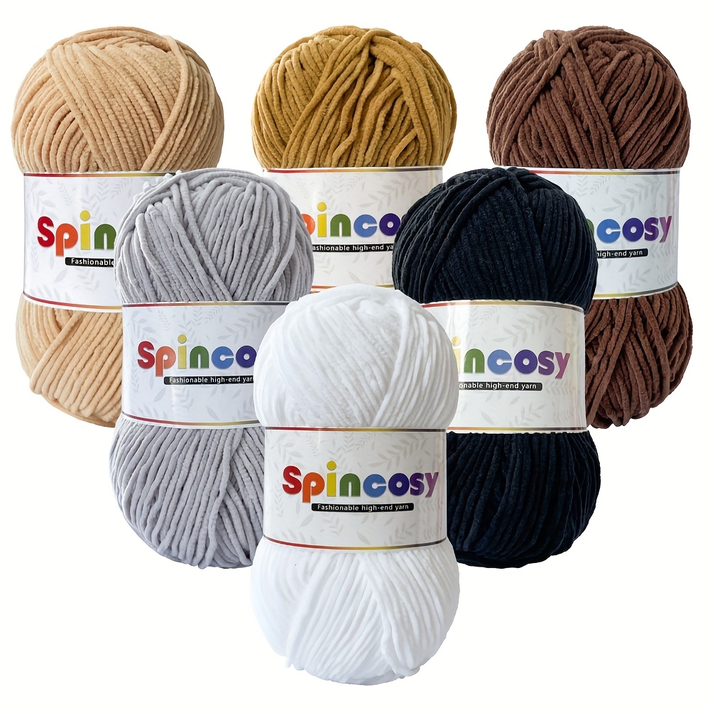 6pcs Macaron-colored Chenille Yarn, 2mm Thick, 100% Polyester Fiber, Total 300g, Soft And Skin-friendly, Suitable For Crochet Blankets, Clothing, Bags, Dolls And Other Handmade Knitting Projects