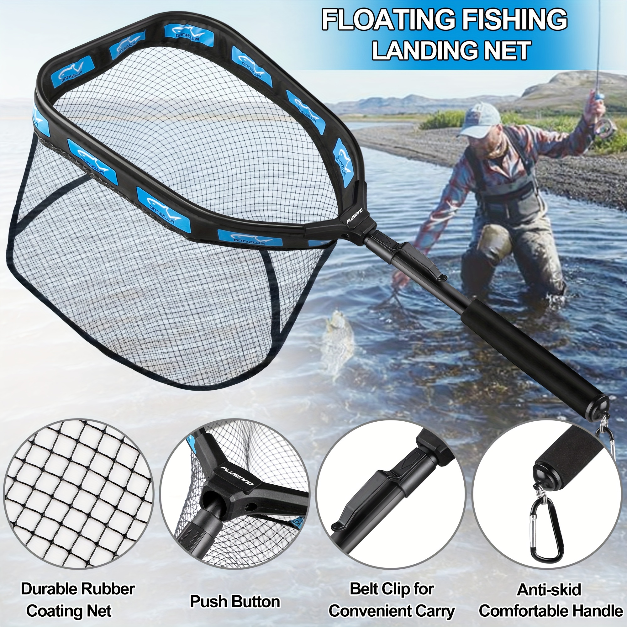 Plusinno Floating Fishing Net Steelhead Salmon Fly Kayak - Temu