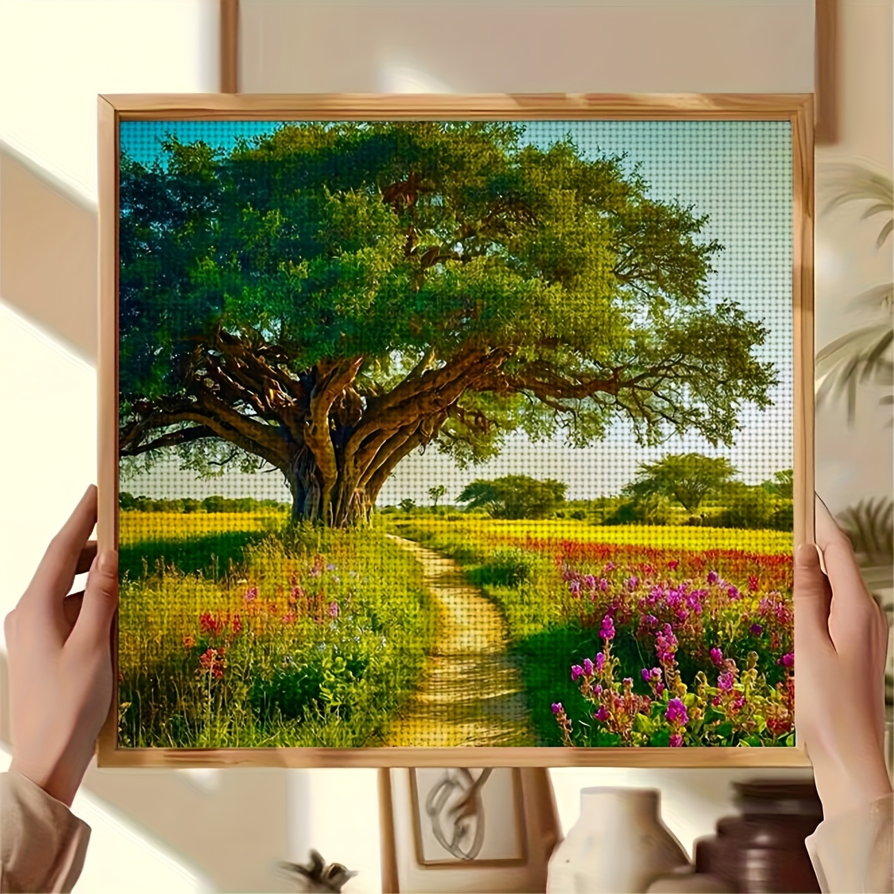 Cross-Stitch Kit, Under The Tree, Path Through The Flowers