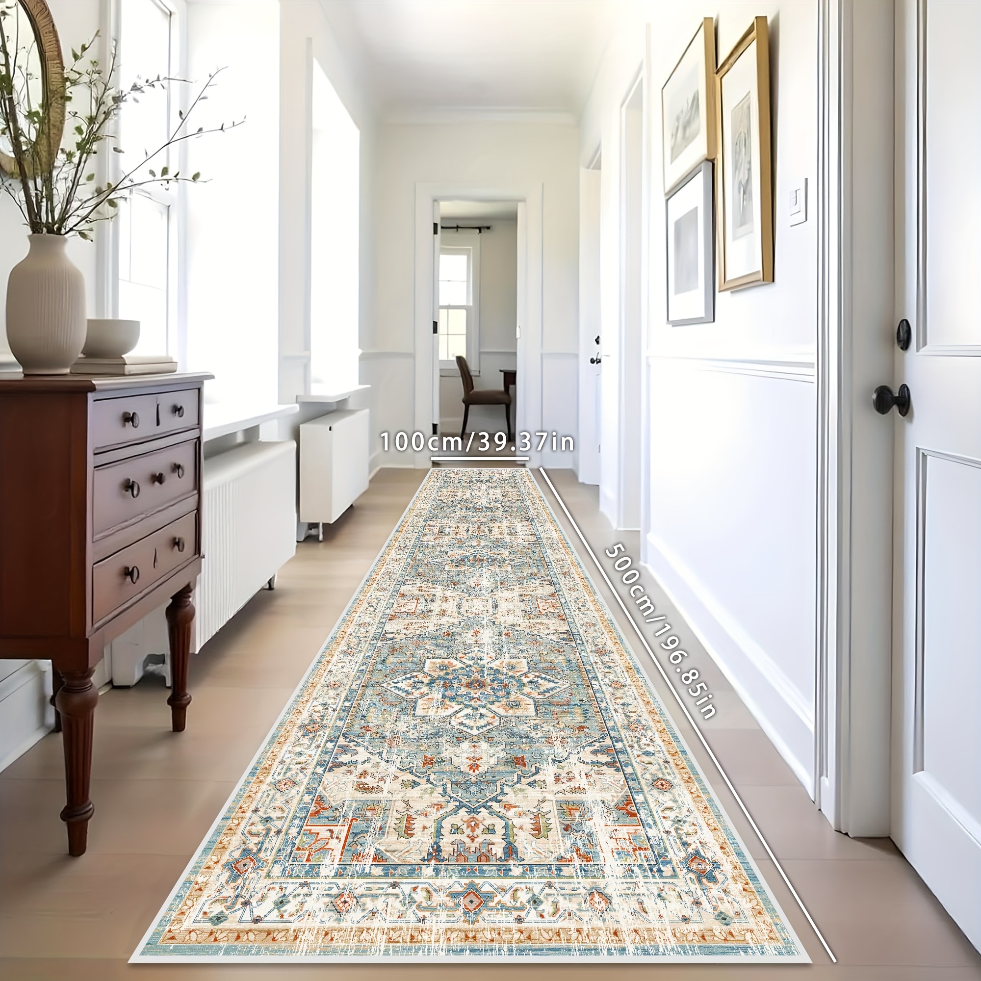 TEMU 1pc American Room Hallway Runner, Kitchen Balcony Long Mat, Soft Comfortable Bedroom Bedside Area Mat, Suitable For Home Decor