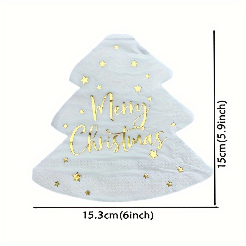 Image of 16pcs Of Christmas Napkins Shaped Like Christmas Trees With 'merry Christmas' Letters, Disposable Decorations For Christmas Parties