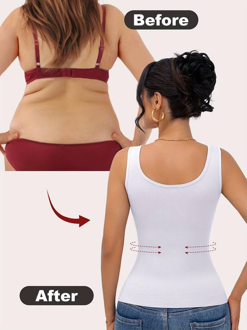 high support seamless tummy control top breathable rib design no padding posture back support shaping solid color high fabric