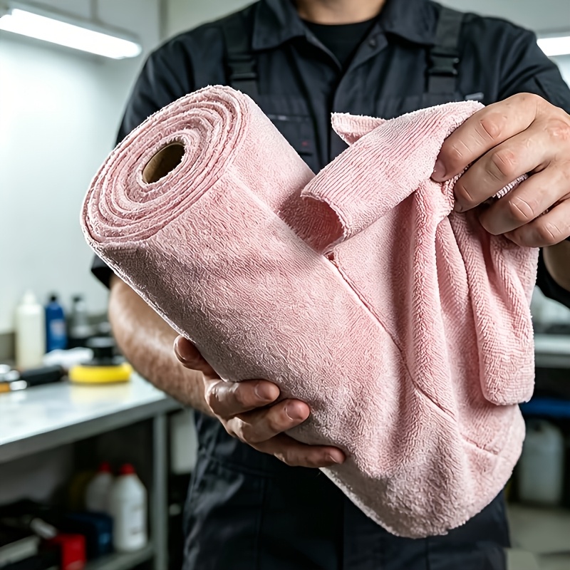 TEMU Microfiber Cleaning Cloth, Pink/gray 60pcs Extra Large Roll Microfiber Car Cleaning Towels, Reusable Cleaning Cloth Roll, Convenient Hand-tear