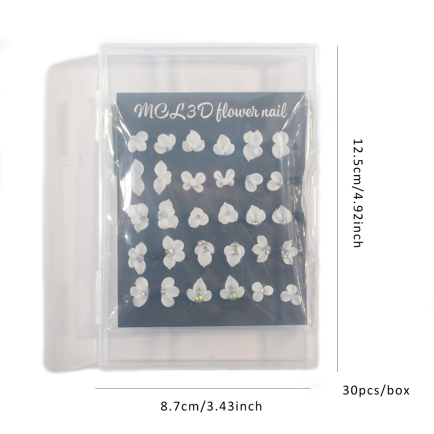 Image of 30pcs/box Mini Handcrafted 3d Acrylic Nail Art Flowers Decoration - Adorable Nail Petals Nail Rhinestones Handmade Acrylic Nail Art Accessories, Short Nail Tips