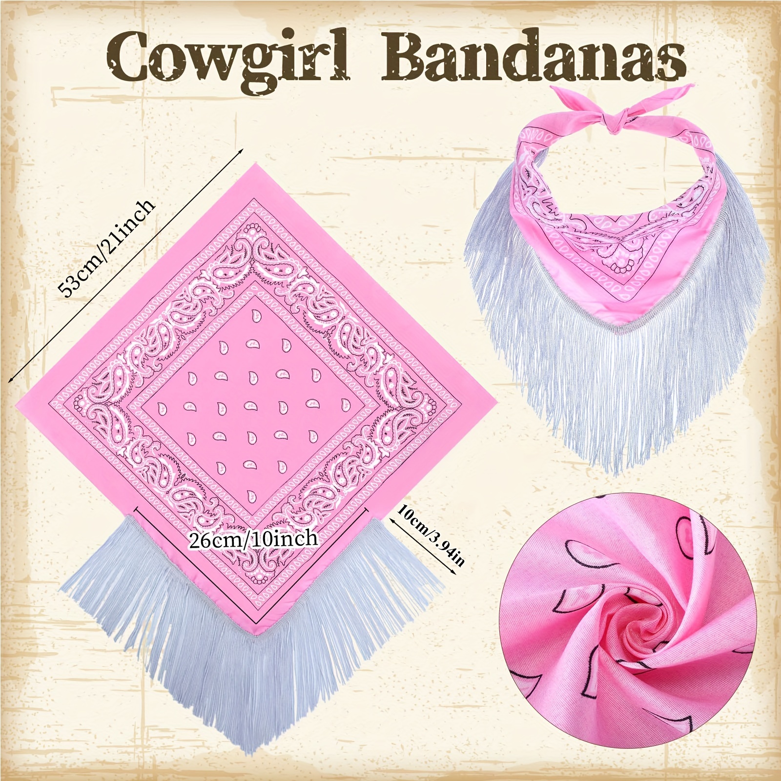 Cowgirl Hat Disco Fringed Bandana Felt Cowboy Hat Adjustable - Temu