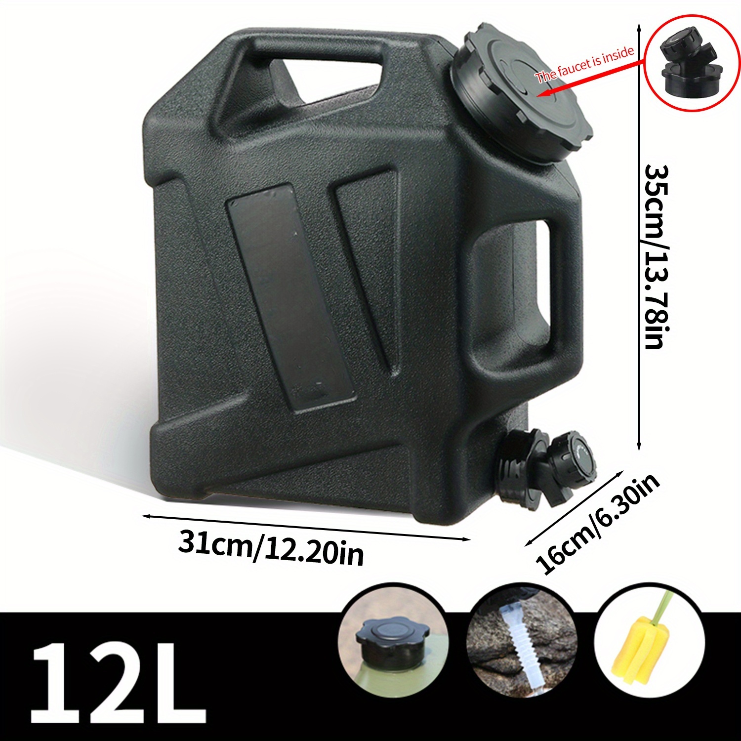 11-12L/2.9-3.2Gal Military Green Portable Water Tank with Faucet - Durable Leakproof Design, Ergonomic Handle & Carrying Straps for Camping, Hiking, Emergency Storage, Water Storage Tank, Hiking Essentials, Robust Construction, Sturdy Construction