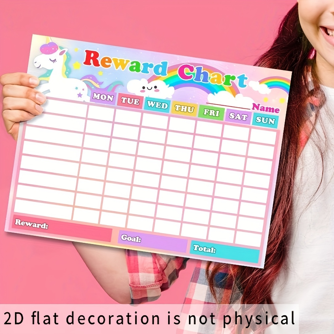 TEMU A Set Of 12 Flat 2d Reward Charts Designed For Girls, Suitable For Tracking Self-management And Behavior At For Home Or . This Adorable Chore