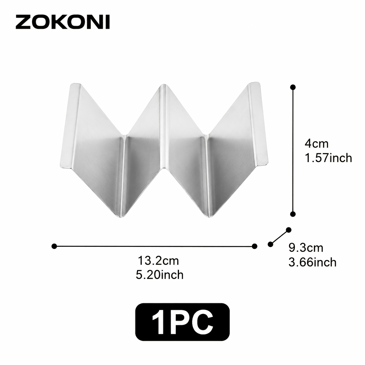 TEMU ZOKONI 1 support à tacos en acier inoxydable, support à tacos argenté à 2 fentes avec poignées latérales pour tacos à coque dure, tacos souples,