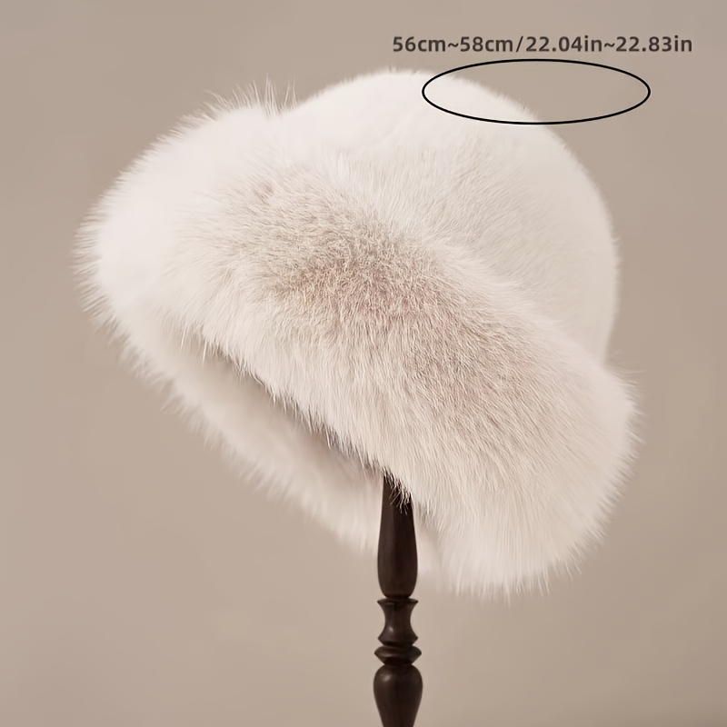 TEMU Women's Luxury Winter Hat - Thick, Fluffy, And Warm With Ear Protection, Soft Texture, Stylish Black With Golden Buttons, Suitable For Outdoor