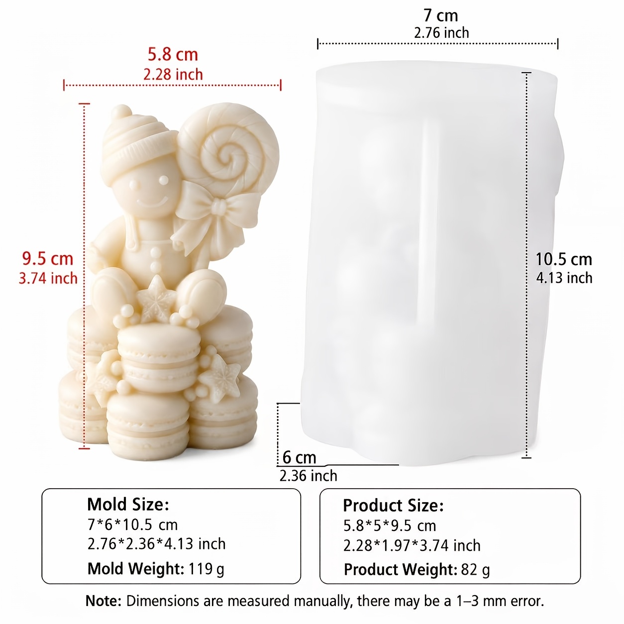 TEMU 3d Christmas Gingerbread For Man Sitting On A Macaron Silicone Candle Mold With , Diy Aromatherapy Candle Mold, Suitable For Casting Resin,