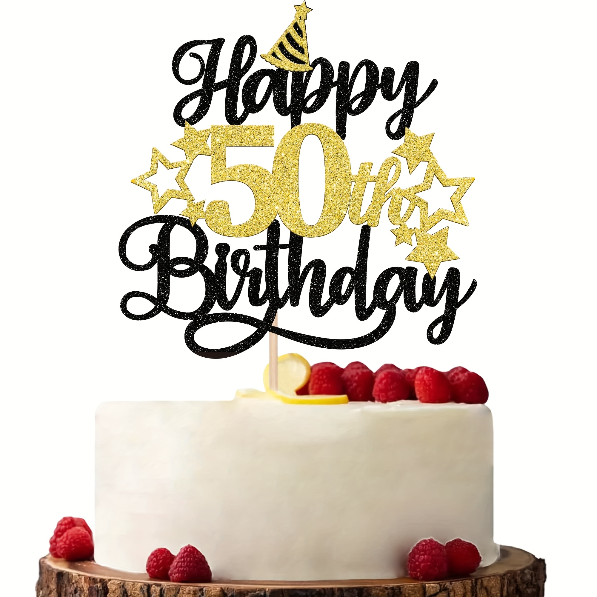 Image of 1 Pack Happy 50th Birthday Cake Topper Star Hat Glitter Cheers To 50 Years Birthday Cake Pick 50 Decorations For Happy 50th Birthday Anniversary Party Decorations