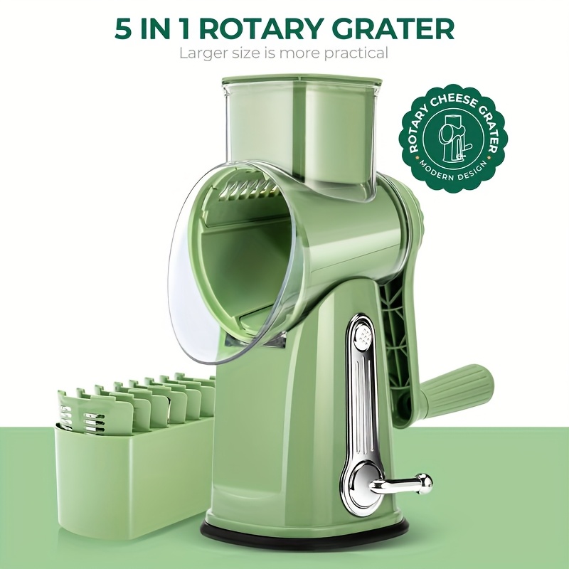 

Rotary Cheese Grater With Handle With5 Blades & Strong Suction Base, Mandoline & Vegetable Grater Rotary Forkitchen