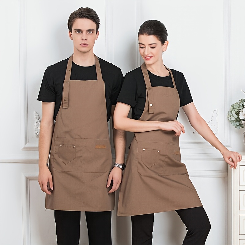 TEMU Custom Logo Neck Hanging 3-speed Adjustable Couple Family Personalized Apron Waitress Work Apron Soft Comfortable Fabric Large Capacity Easy