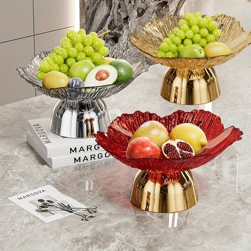 1pc high footed base fruit plate plastic creative petal shaped candy dish bread plate cake plate suitable for home activities parties banquets restaurants