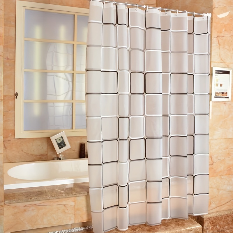 

Modern Geometric Shower Curtain - Waterproof And Thickened, Simple Contemporary Design, Light Blocking Bathroom Curtain For Privacy And Decor, Unscented Fabric, No Power Or Battery Needed