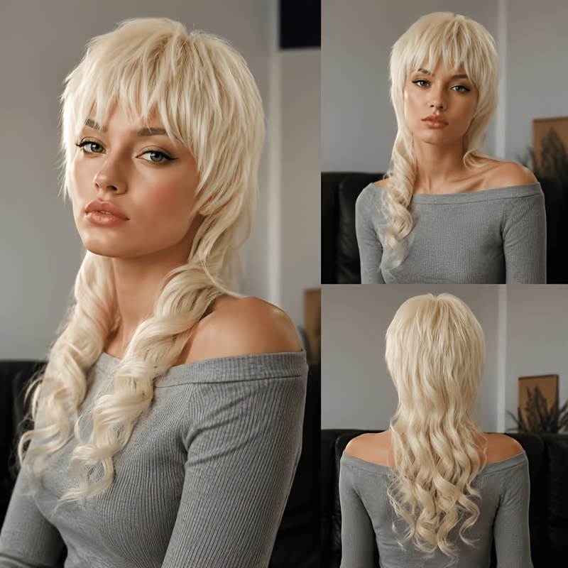 Image of 20-inch Blonde (613) Wig With Bangs - Long Wavy Synthetic Hair -heat-resistant - Suitable For Cosplay, Parties, And Daily Wear