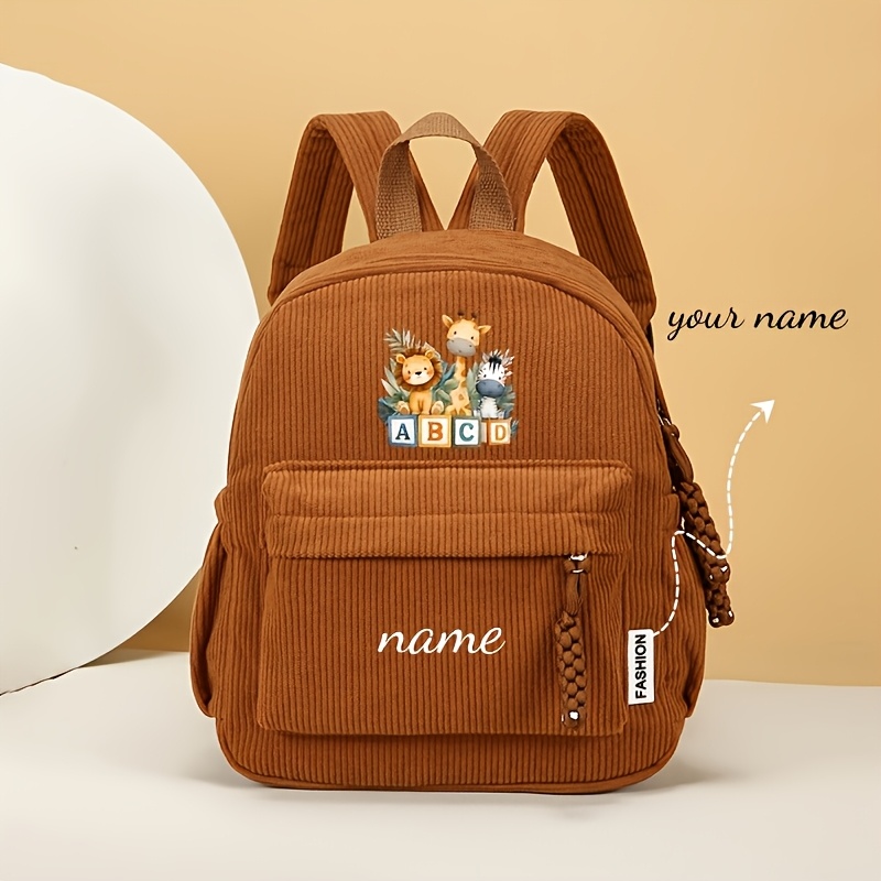 TEMU 1pc Personalized Customizable Backpack With Animal Print, Featuring Customizable Text Such As Names, Numbers, And Messages. In Multiple Colors,