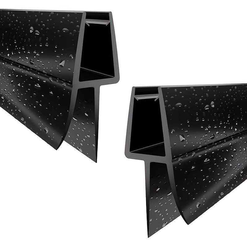 Image of 2pcs 70cm/27.56inch Black Shower Door Seals With 2 Soft Edges, Suitable For 4-6, 8mm Glass With 13mm Under The Door. Packaged In A Cardboard Box.