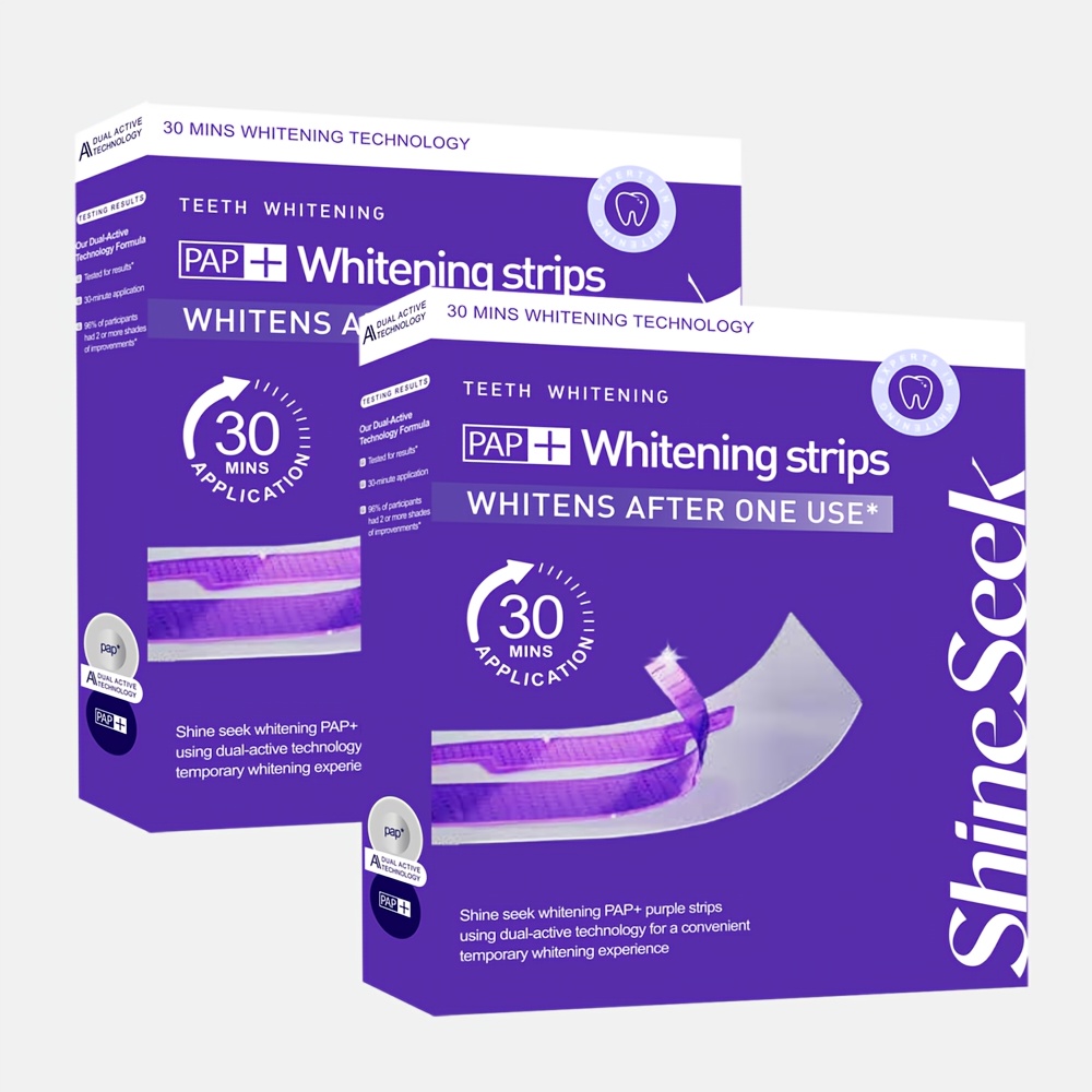 Image of 56pcs/28 Pairs New Formula Purple Pap And Patches, Technology, Fit Teeth, No Hydrogen Peroxide, Gentle, Suitable For Pre-date Teeth, Showcasing