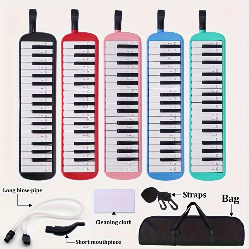 

32-key Melodica Air Keyboard With Soft Long Tube, Short Mouthpiece, And Carrying Bag - Abs Material, Easy , Portable Instrument In Black, Red, Blue, Green