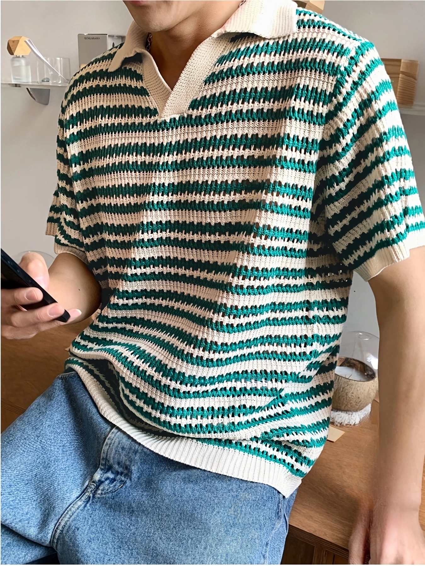 green emerald velvet dress Comfort Stretch Non-Iron Stripe Dress Shirt With Contrast Trim - Green