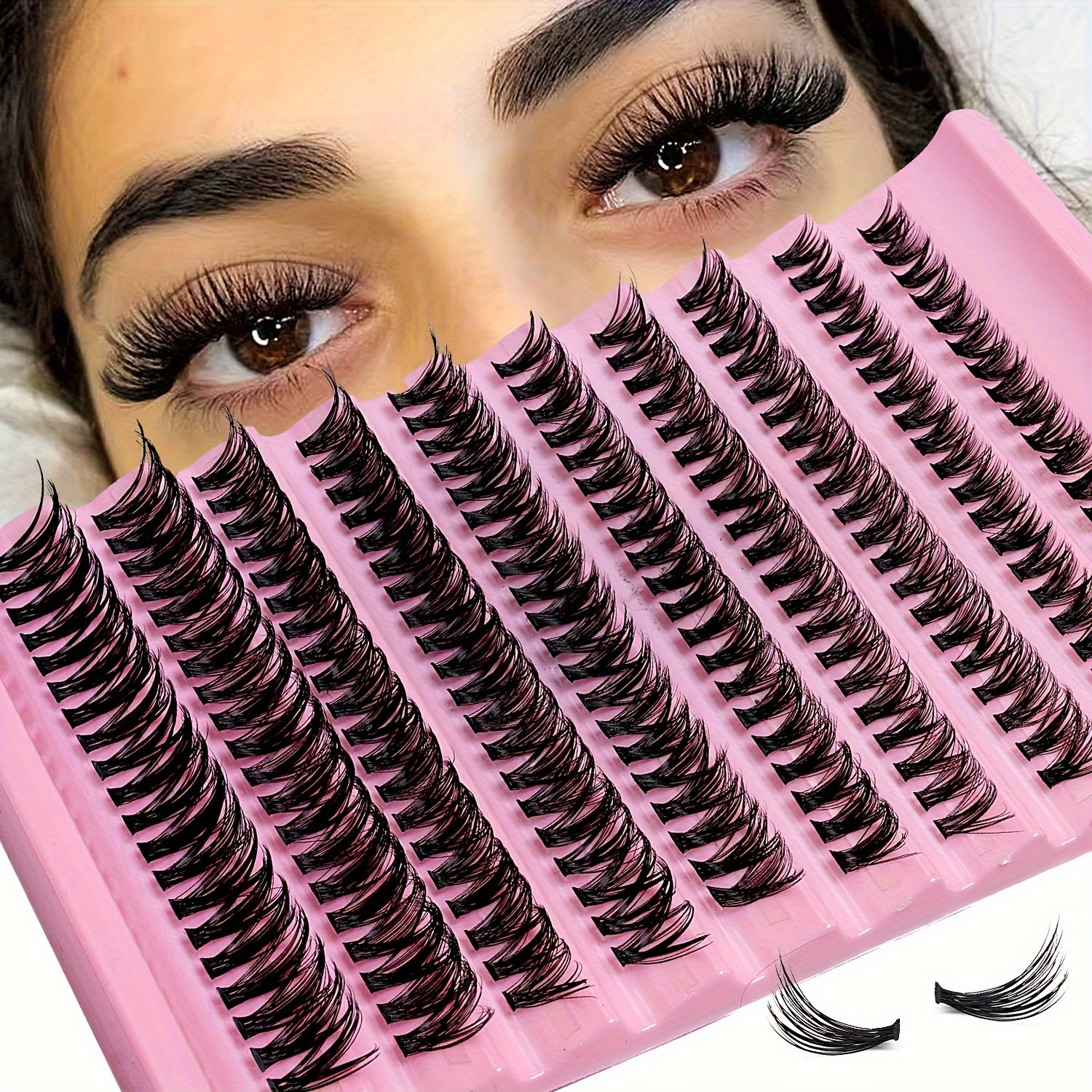 

200pcs Fluffy Dramatic D Eyelash Extensions - Diy 0.07mm Thick Cluster Doll Style False Lashes, Mixed Lengths 6-15mm, Reusable Volumizing Eyelashes For Beginners