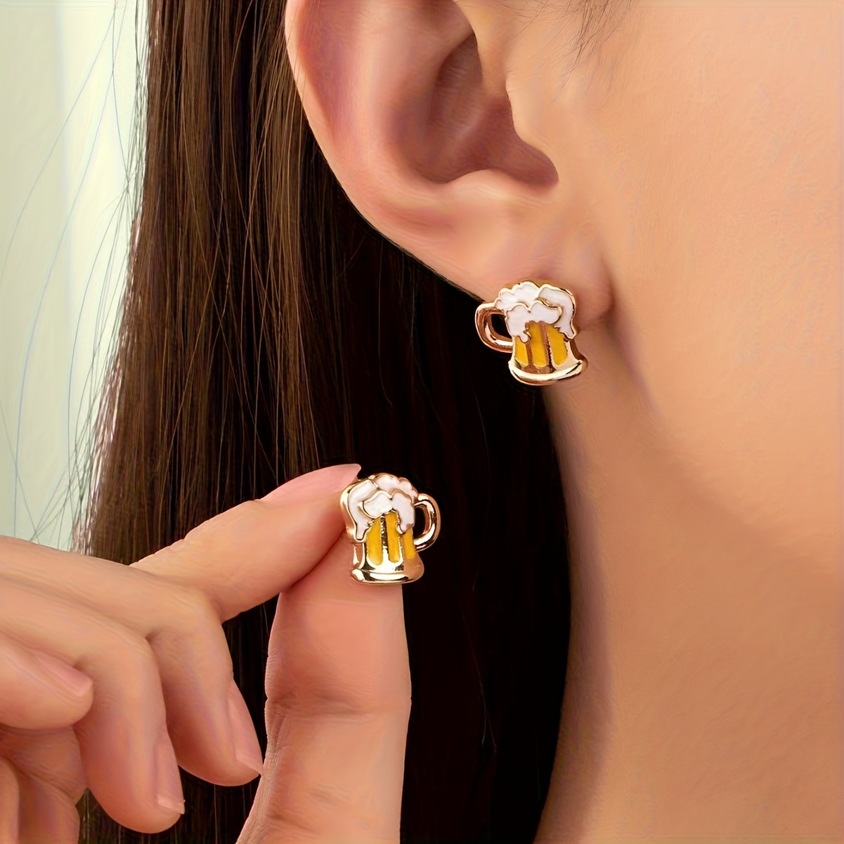TEMU 1 par de aretes de de cerveza LXALRY para mujer - Pendientes de cerveza, diseño para fiestas, casual temáticos - Regalo adecuado para todas