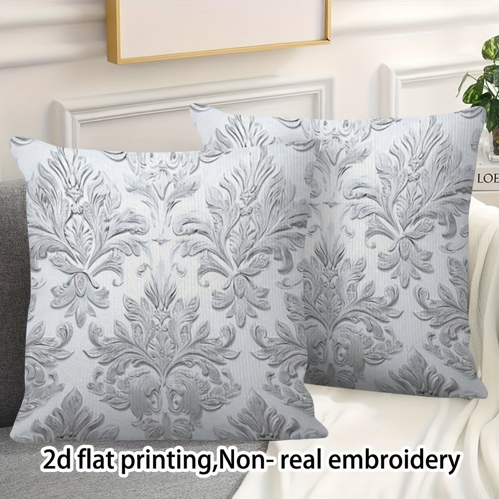 TEMU 2d Flat Printing, 2pcs, Elegant Floral Throw Pillow Cover, Suitable For Living Rooms, Rooms, Cafes And Bars For Decoration, Non-real Embroidery,