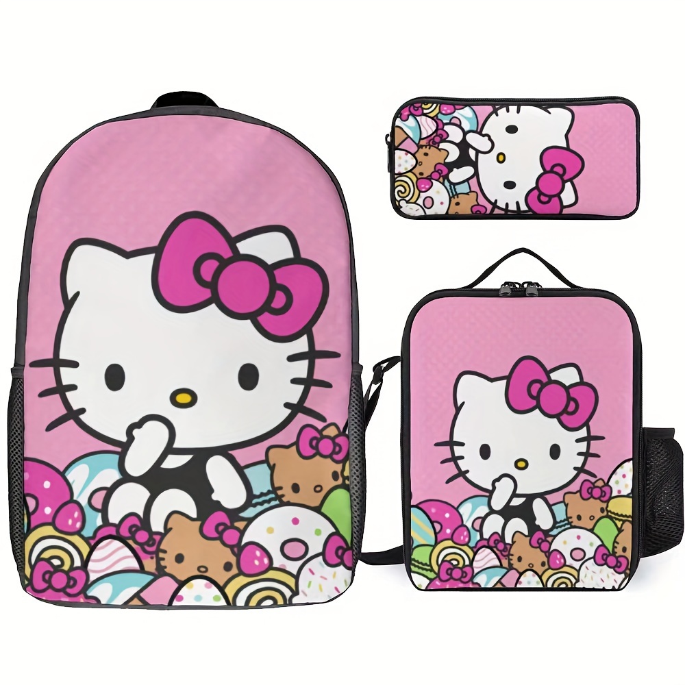 

[ Authorized ] 1 Set Sanrio Hello Kitty Backpack Messenger Bag, Pencil Case -piece Set Schoolbag