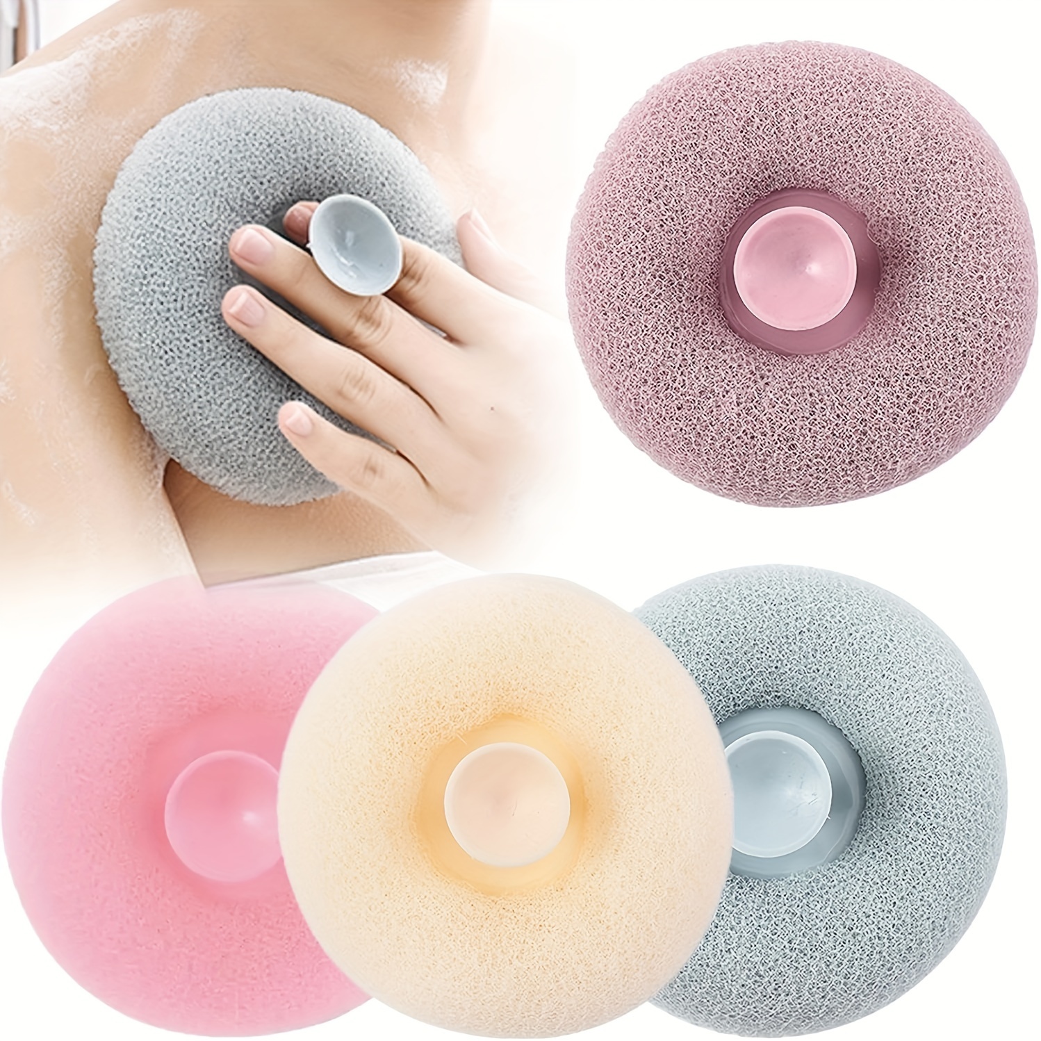 

Exfoliating Shower Brush With Suction Cup - Massage Bath Sponge Ball, Wall-mounted Loofah For , Random Color