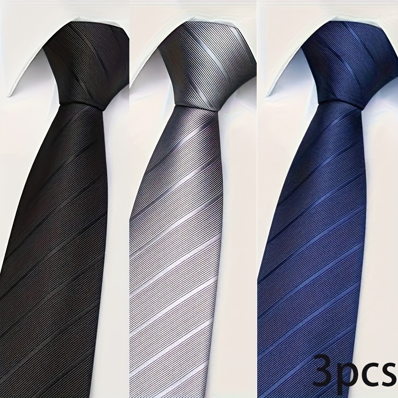 E-shop 3er-Pack Herren Zipper Fliege Multi Color, Schwarz Grau Rot Streifen Bürokleidung, Formell, Freizeit, Hochzeit, Ideal als Geschenk