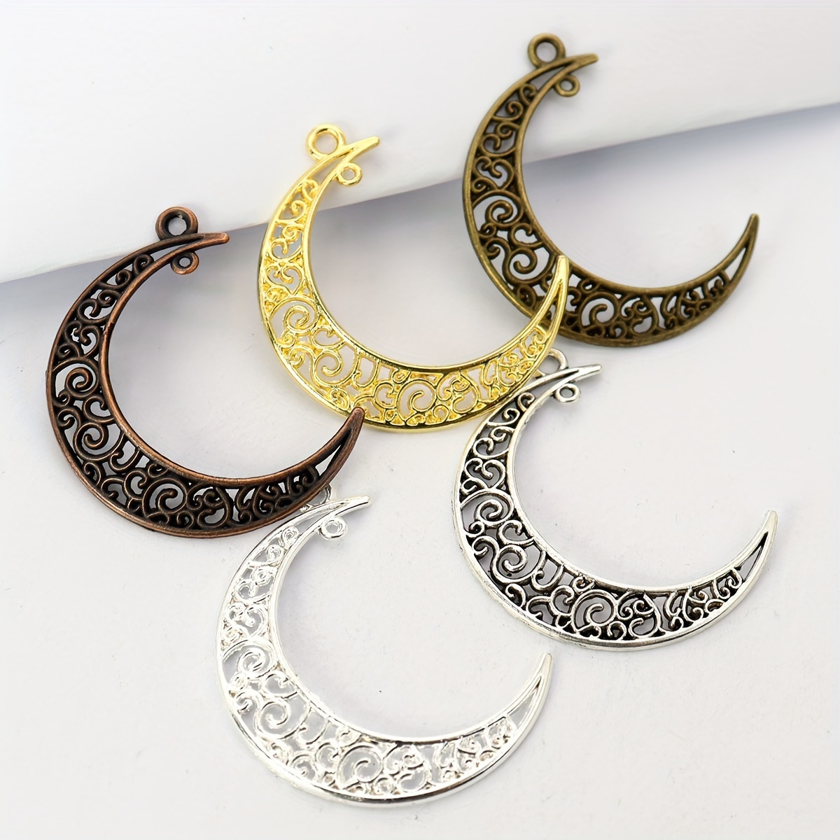 

20pcs Bronze//Argent Antique/Argenté/Rouge/ Doré 3*4cm Pendentif à Double Suspension Haut et Bas avec Motif de Dentelle, Accessoires DIY pour Ramadan Islamique, Convient pour la Fabrication de Bijoux