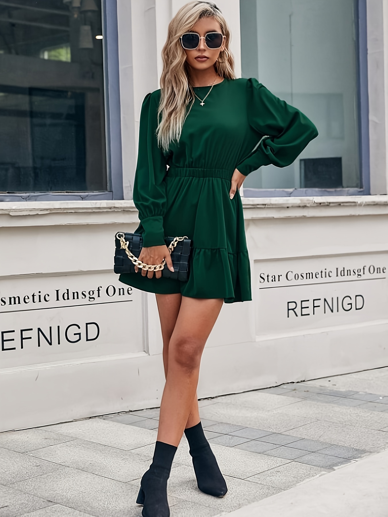 robe verte a line femme couleur ourlet à Temu Canada