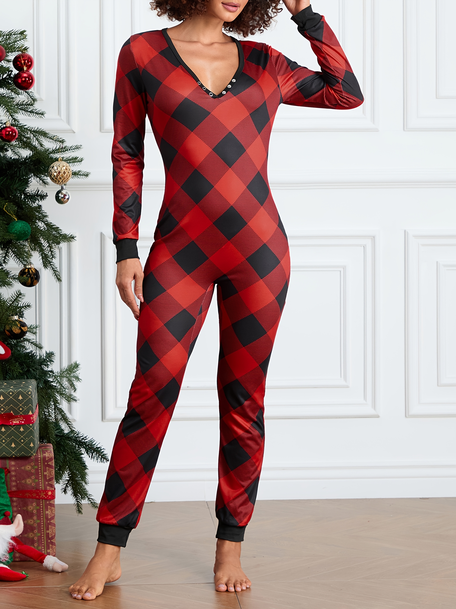 Christmas Pajamas Pj Romper Womens New Years Eve Onesie Women