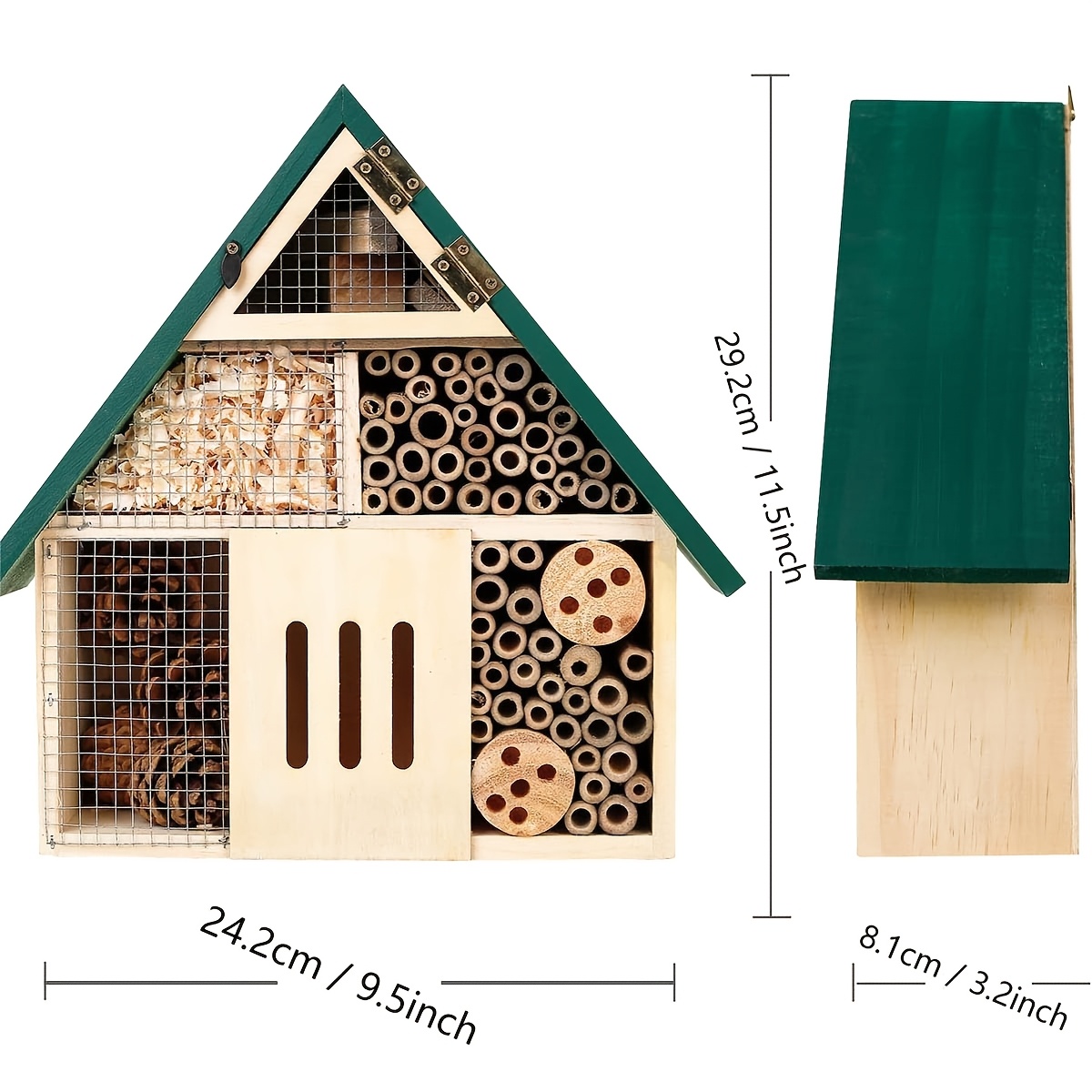 Image of Wooden Insect Hotel, 3-tier Multi-room House With , Hanging Insect Habitat For Garden And Outdoor Use