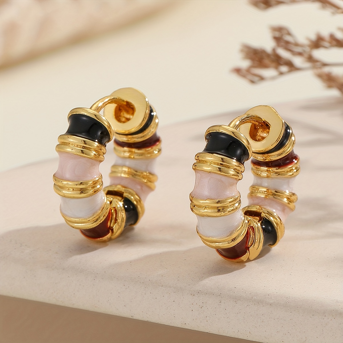 Exclusive Copper Painting Enamel Earrings for Women