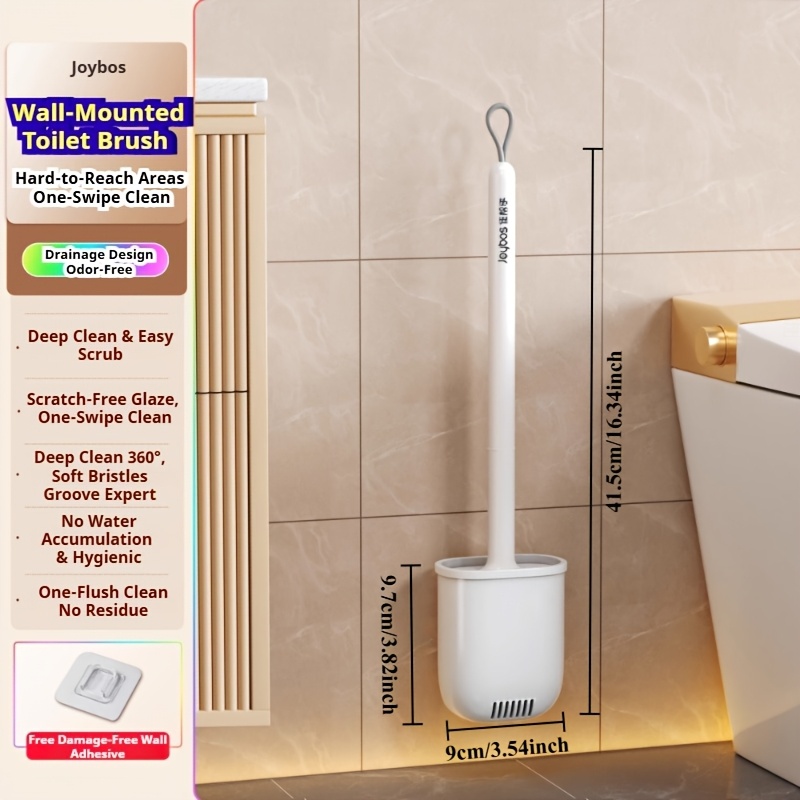E-shop Neue wandmontierte Toilettenbürste 2025 – Bürstenkopf mit langem Stiel, langlebige Borsten, kratzfreie Reinigung schwer erreichbarer Ecken,